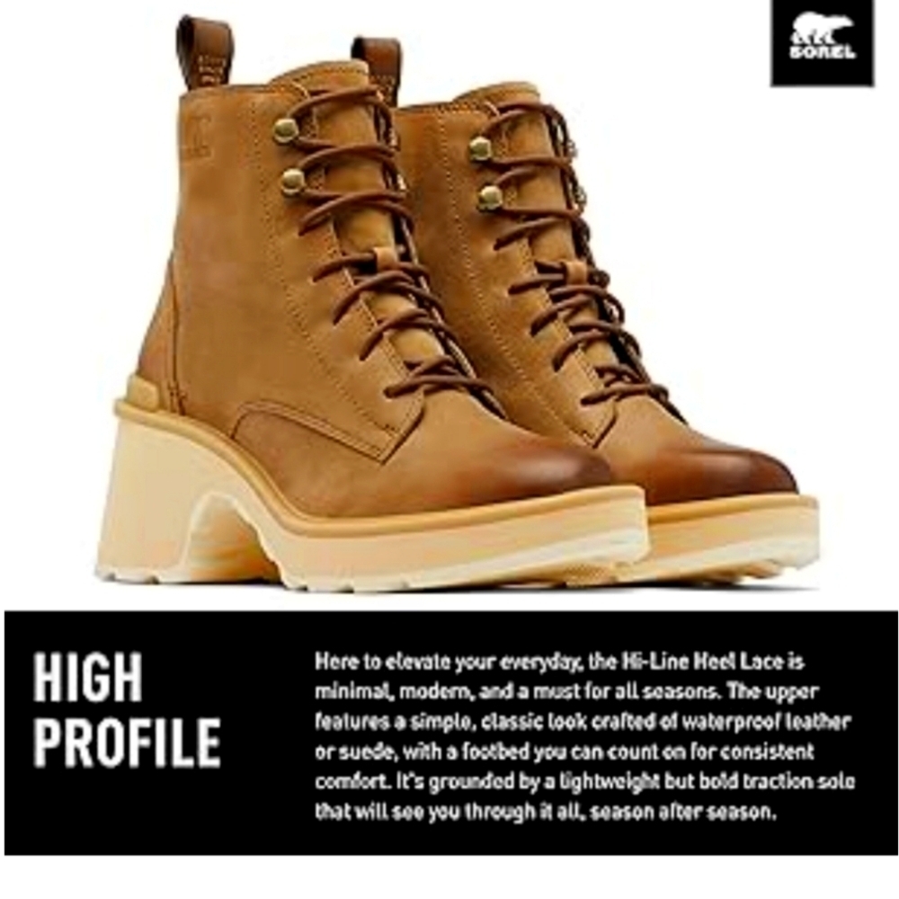 Sorel Hi-Line Heel Lace Ankle Boots WORN ONCE! Really!
